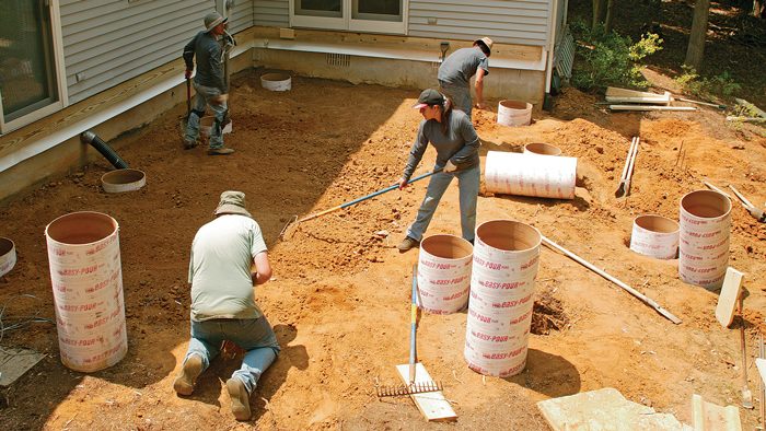 how to build footings for decks