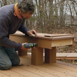Trim the edges of the bench on a deck