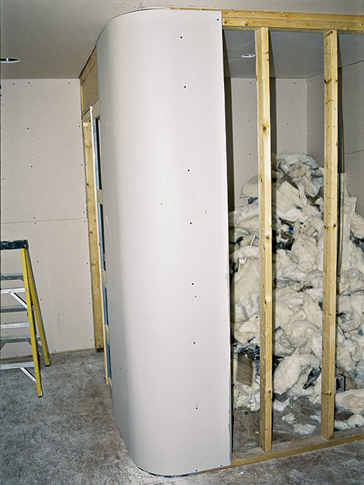 curved drywall positioned vertically