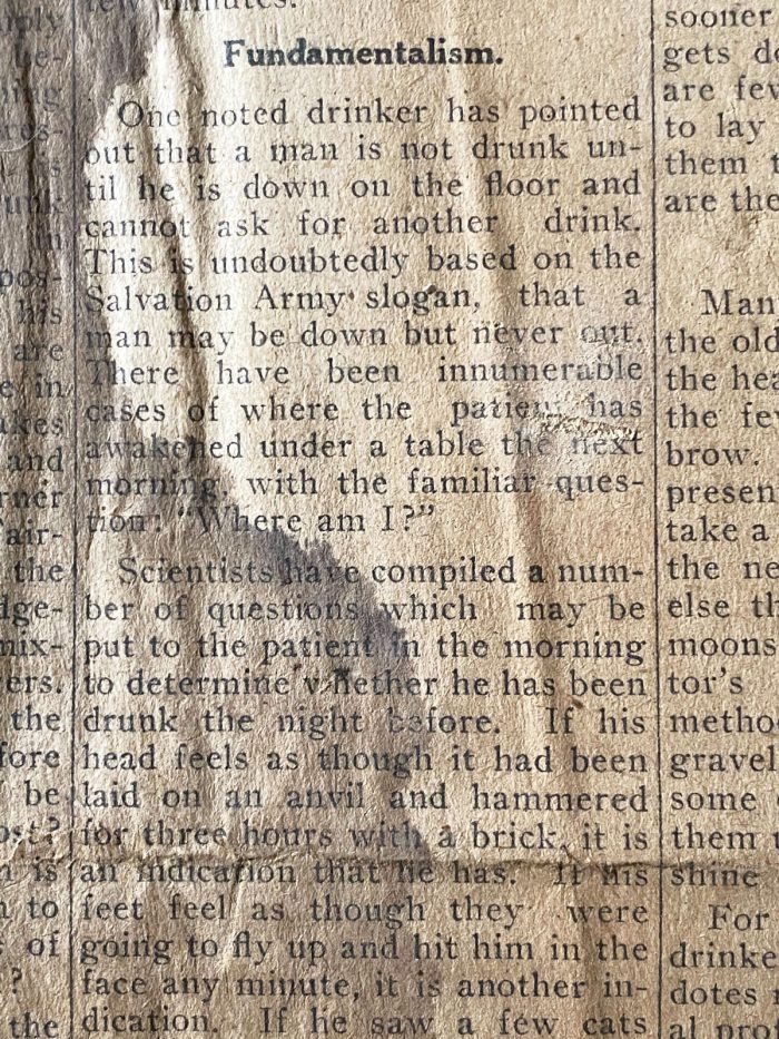 1921 newspaper found in wall