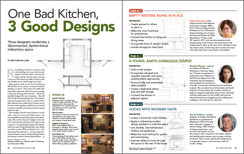 One Bad Kitchen, Three Good Designs spread