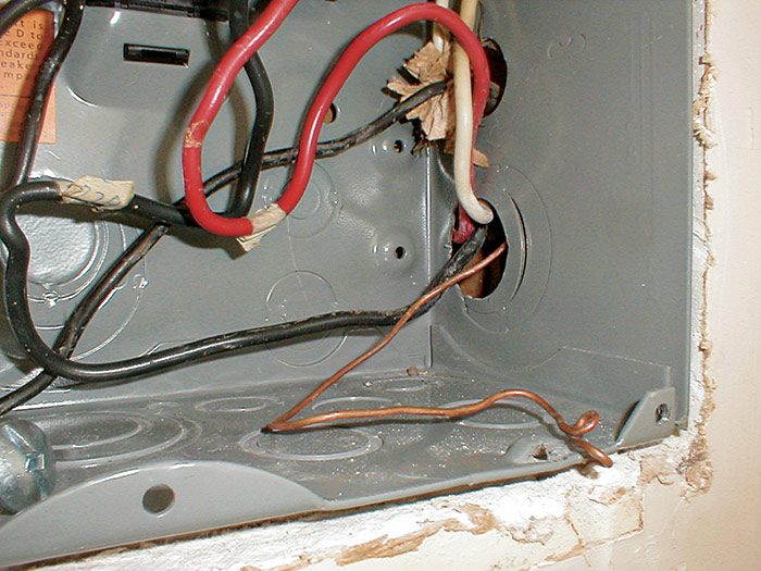 Unsafe! All cables entering a panel 