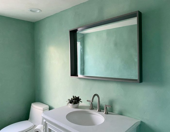 bathroom with green lime painted walls