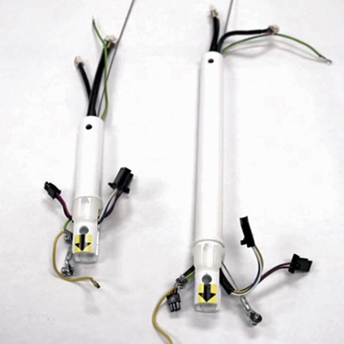 3  Fan downrods run from the ceiling bracket to the top of the motor unit; these are prewired.