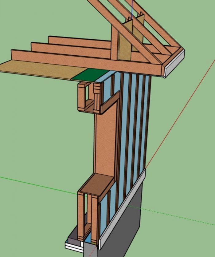 double-stud wall section drawing