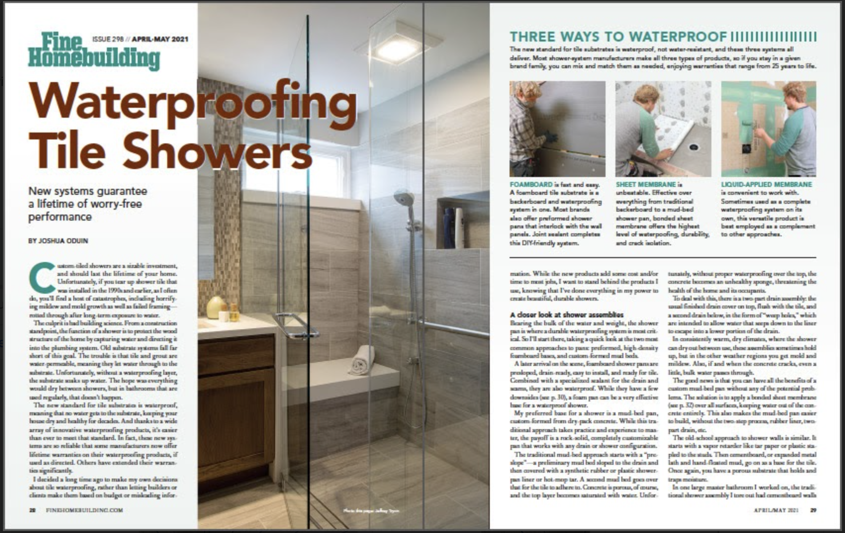 Waterproofing Tile Showers