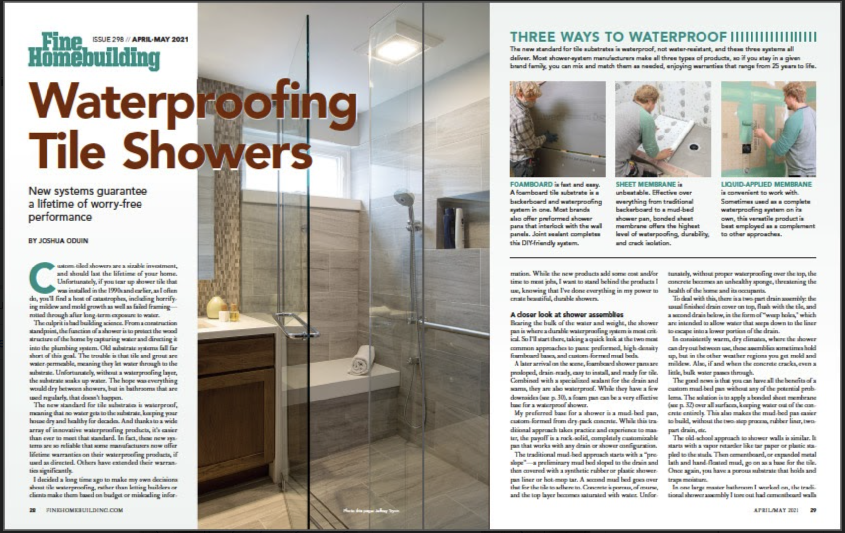 Three Ways to Waterproof Tile Showers - Fine Homebuilding