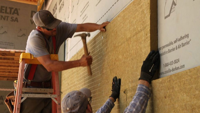 installing exterior mineral-wool insulation
