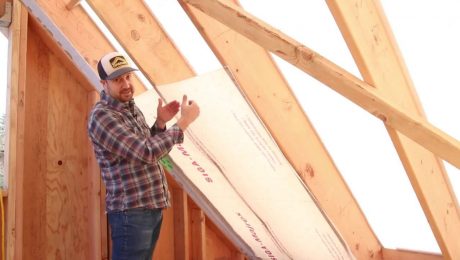 Josh Salinger demonstrates a plastic-free roof ventilation