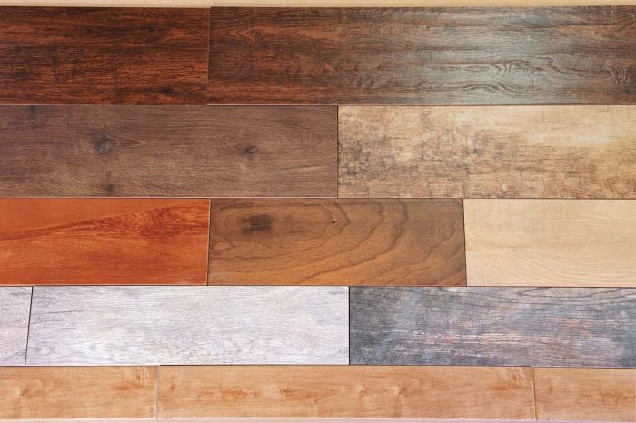Wood-look tiles can create a warm rustic look on any floor without the mess of sanding and finishing that comes with real wood.
