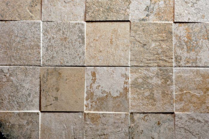 This single tile combines cuts from multiple varied stones and would add a lot of texture and interest to any installation.