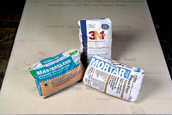 Thinset mortars are the main adhesive for tile installations.