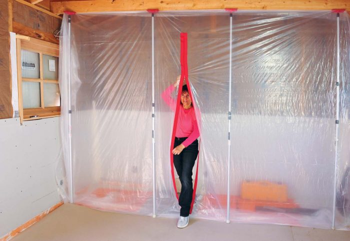 ZipWall dust barriers work by isolating the work area and the dust from the rest of a home or jobsite. The addition of a zipper allows you to keep the dust on the working side of the barrier as you enter or leave.
