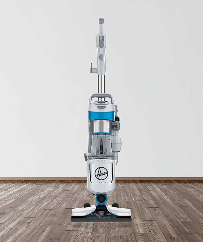 Hoover React vacuums are designed for use on various floor types—from tile to wood or carpet—as they adjust to each type by “reacting” automatically.
