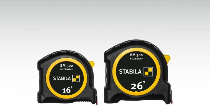 Group shot of the different lengths of the BM 300 pocket tapes from STABILA.