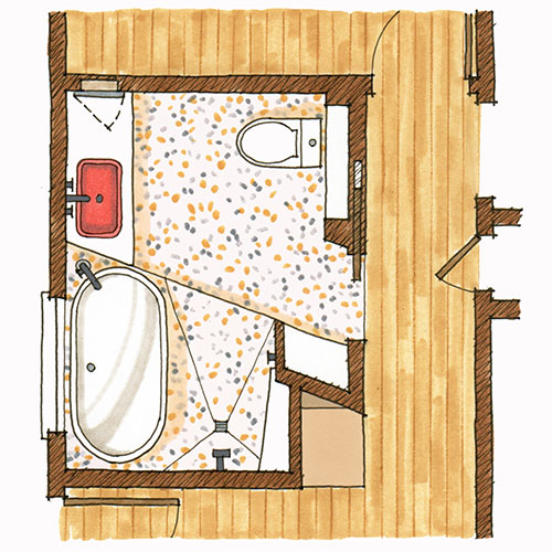 Drawing of the bathroom after
