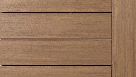 Close-up image of the weathered teak composite decking