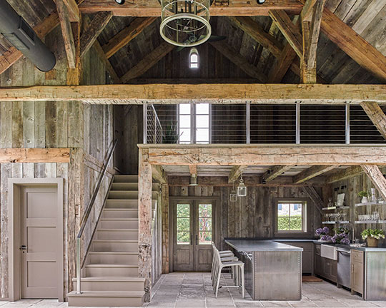 A view of two levels of a connecticut barn