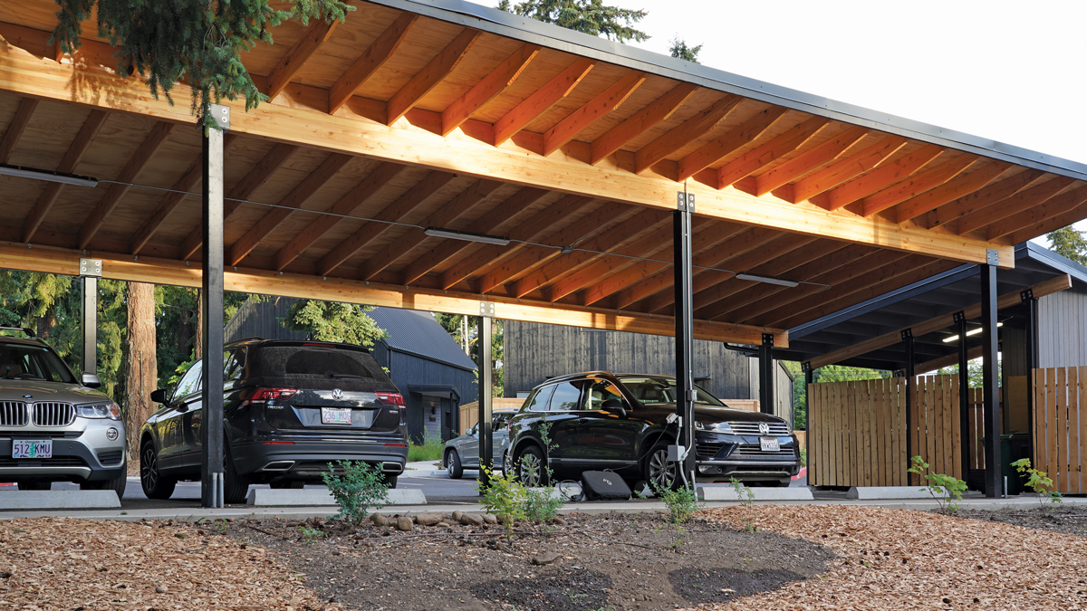 1. PV-ready carport. The large carport is wired for solar and placed to gather photons.