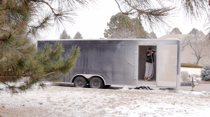 Walls by Design Trailer set up outside