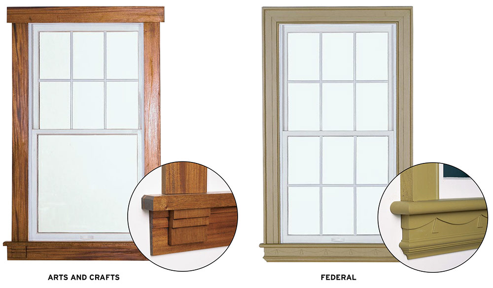Arts and Crafts and Federal window trim styles