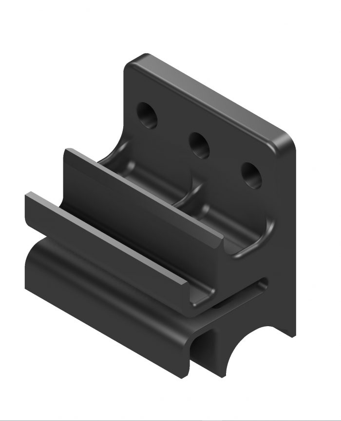 Product shot of ExoClad QuickClip nylon rainscreen siding clips.
