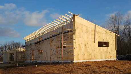 Framing and sheathing on a net-zero home