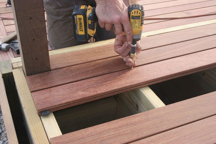 Installing hardwood decking