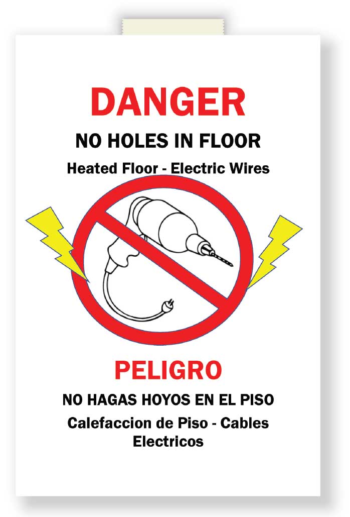 danger no holes in floor sign
