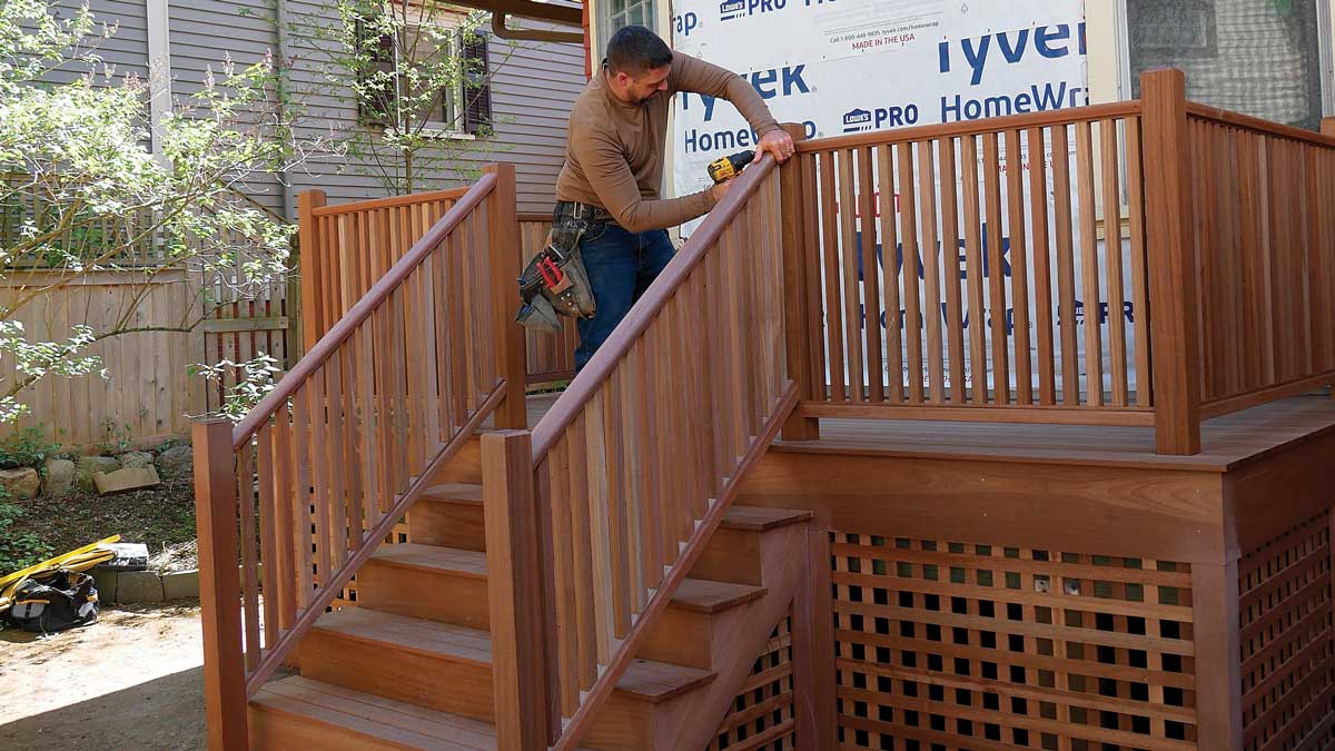 Stair Rail for Post-to-Post Deck Railing on an Angle
