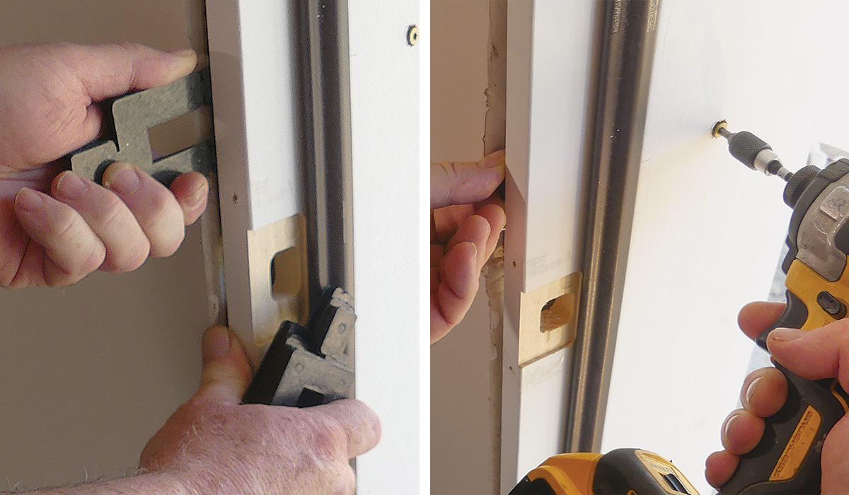 Install shims the same way you did on the hinge side and finish driving the screws