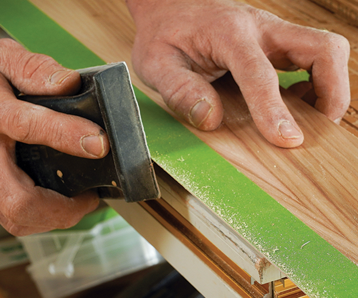 refine the trim with a sanding block