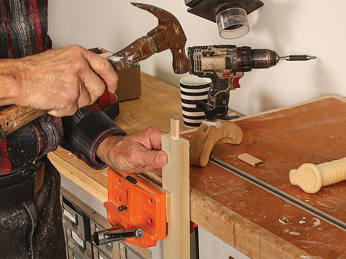driving the tenon into the mortise
