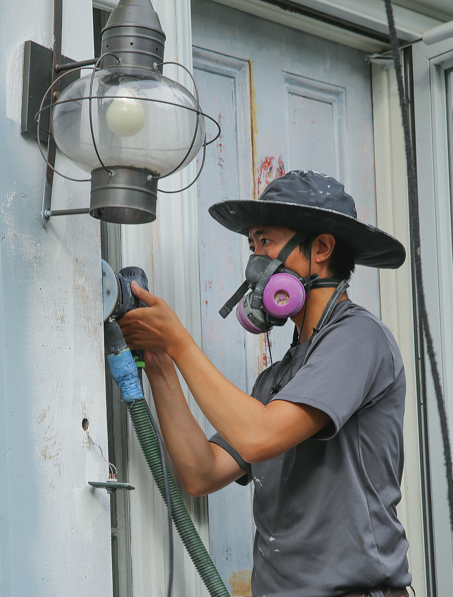 Sanding safety Dust collection and N95 particle respirators prevent the inhalation of dust when sanding.