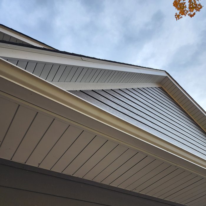 Looking up at the soffits on the roof