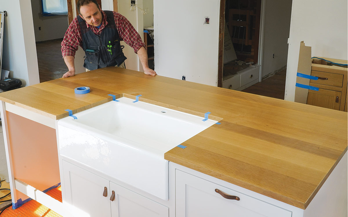 installing the finished countertop