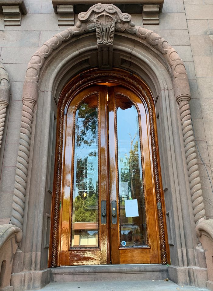 A restored, ornate home entrance