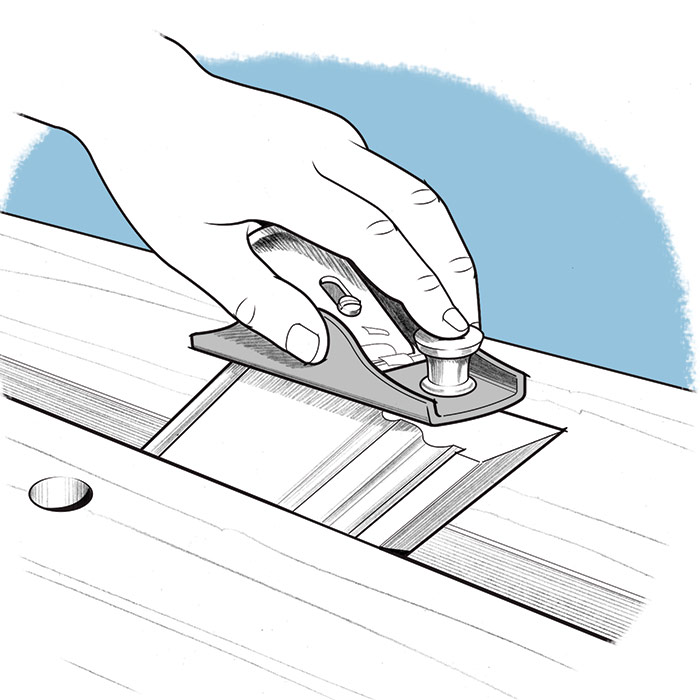 Tune the miter to fit with a razor-sharp low-angle block plane.