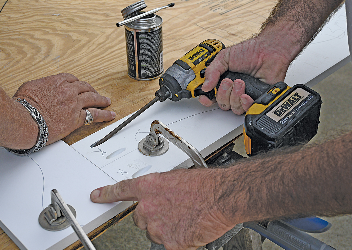 gluing and screwing PVC trim together