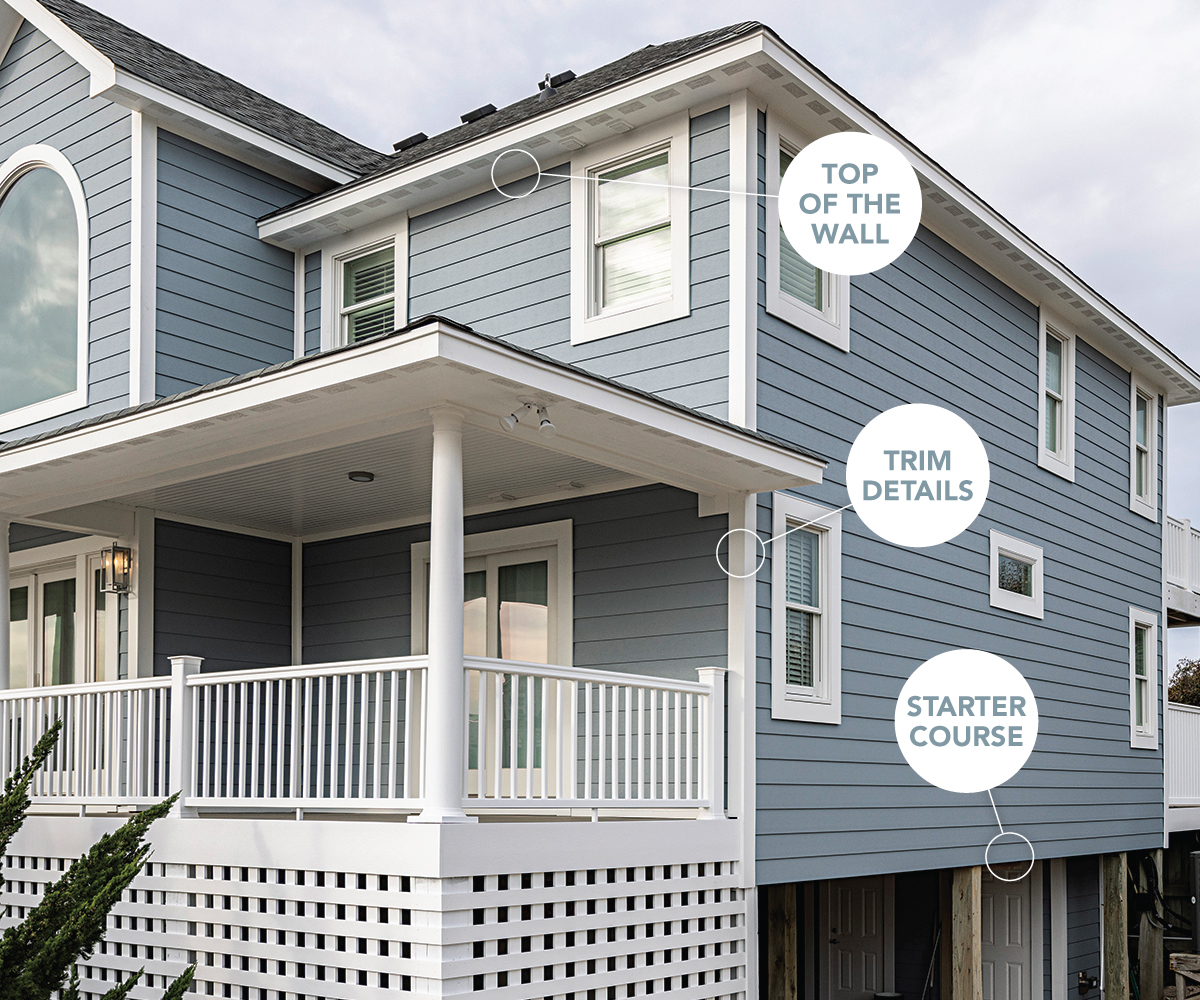 different elements of PVC siding