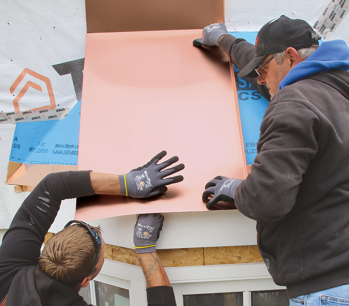 marking hem of copper roof panel