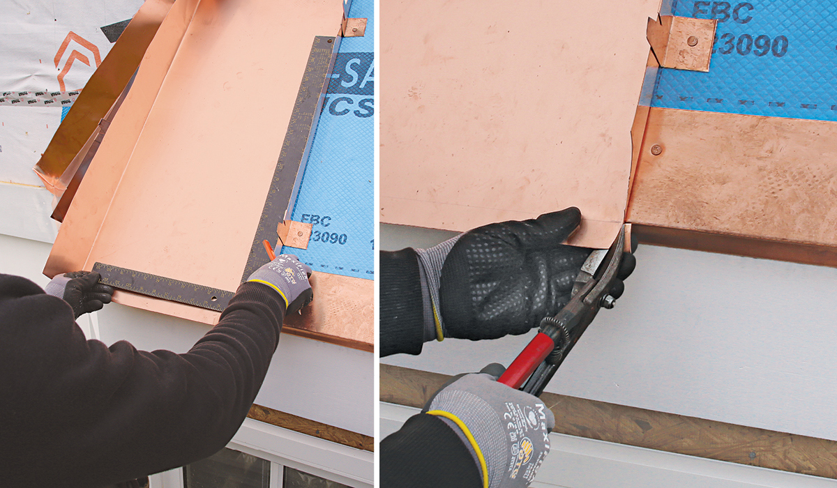 transfer the roof-edge scribe line to the top side and snip the ends