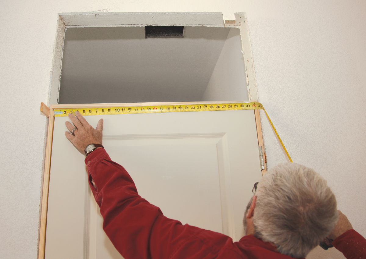 Measuring the inside width of the door jamb
