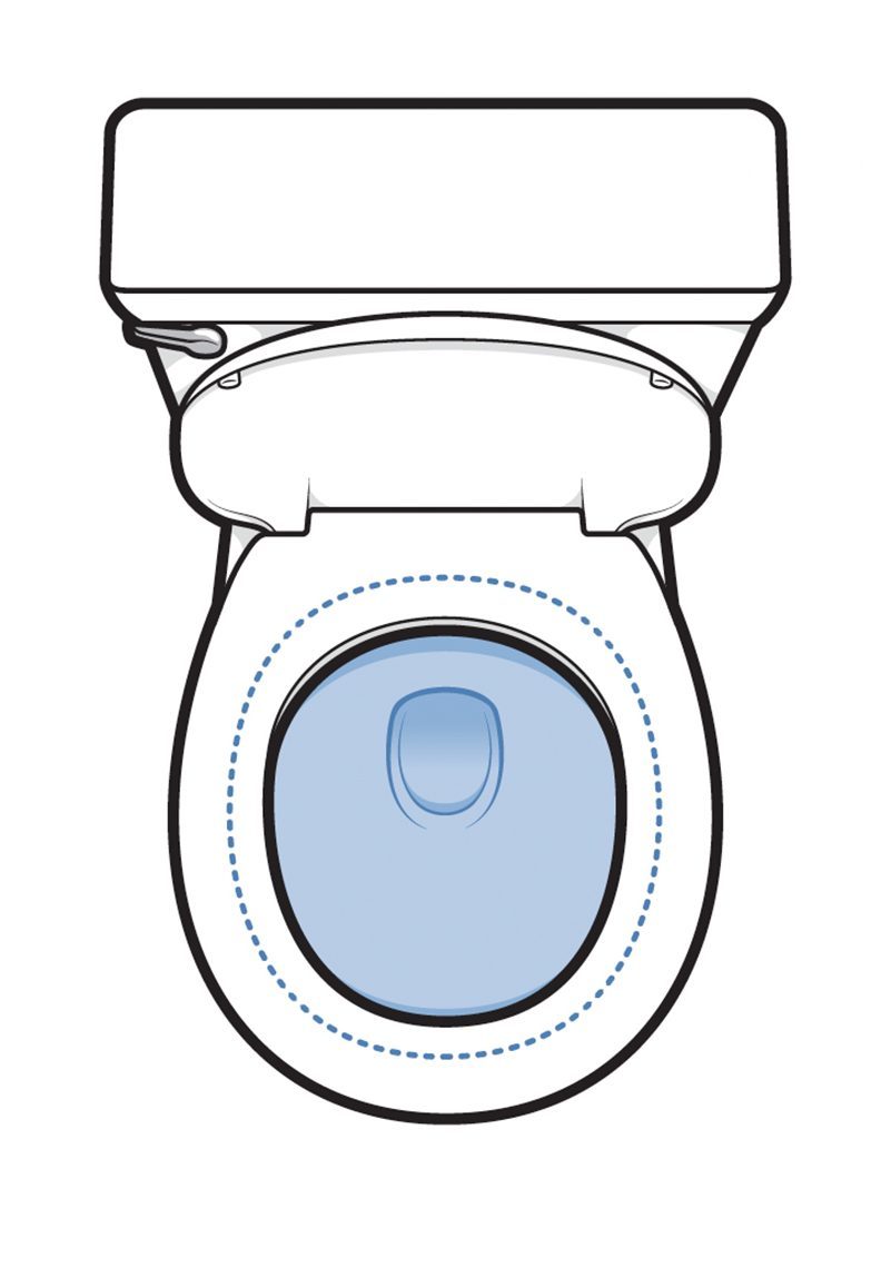 Round-front toilet bowl