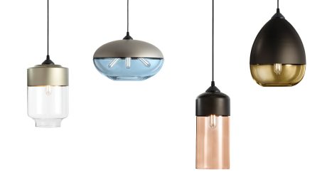 Pendant lights of various shapes and colors