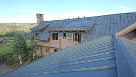 Zinc roofing on a large house in the hills