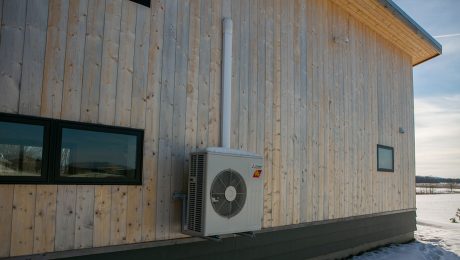 Heat pump on the outside of a home
