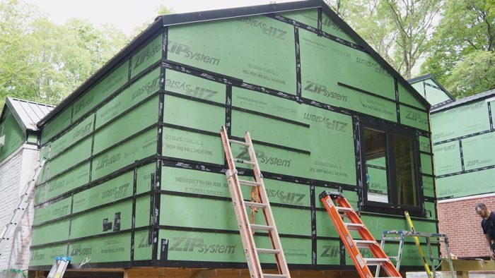 House with ZIP sheathing and Cor-A-Vent rainscreen
