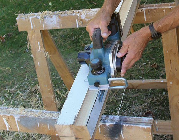 Closeup view of features of Makita planer