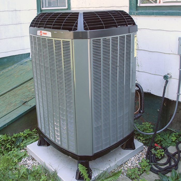 Photo of a variable-speed Trane heat pump.